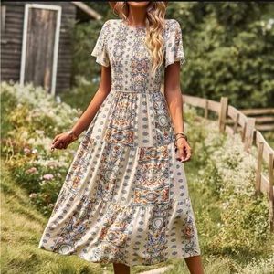 Boho Floral Flowy Maxi Dress